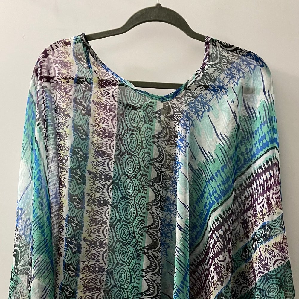Boho style Multi-coloured Scarf Poncho